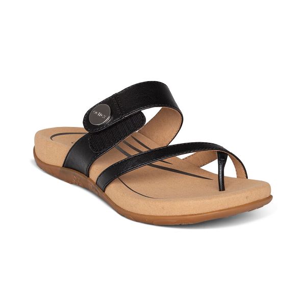 Aetrex Women's Izzy Adjustable Sandals Black Sandals UK 7761-625